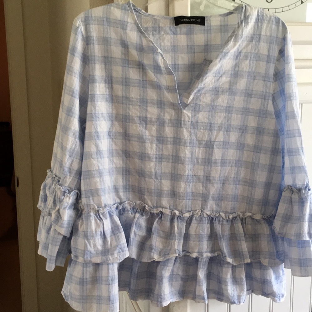 Ruffle peasant boho shirt plaid